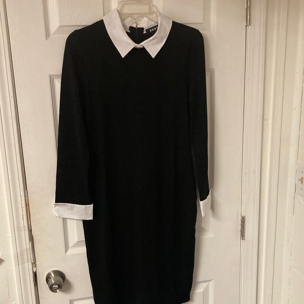 DKNY Black Dress with White Collar